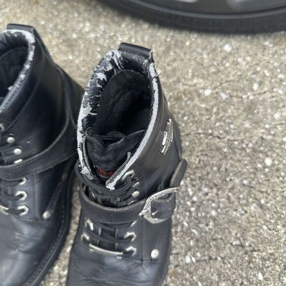 Harley Davidson Faded Glory Leather Moto Boots Womens 9 Lace Up Vintage 81024 - Picture 7 of 16